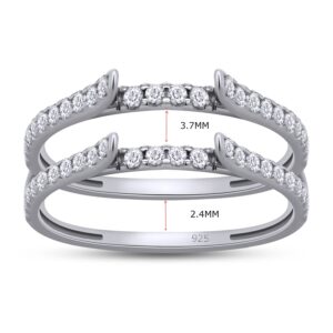 SAVEARTH DIAMONDS 1/2 ctw Round Lab Created Moissanite Diamond Cathedral Enhancer Ring Guard 14K White Gold Over Sterling Silver For Womens (0.50 Ctw)-6.5