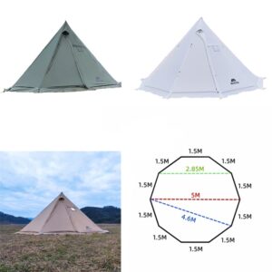 Vilemoon Tipi Hot Tent with Fire Retardant Stove Jack for Flue Pipes, 5~8 Person, Teepee Tents for Family Team Outdoor Backpacking Camping Hiking (Brown)