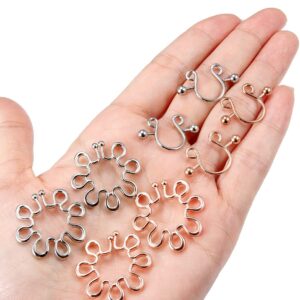 Kadogohno Fake Faux Non Piercing No Pierce Clip On Cute Metal Body Piercing Rings Barbells Jewelry Set for Women Hypoallergenic Stainless Steel