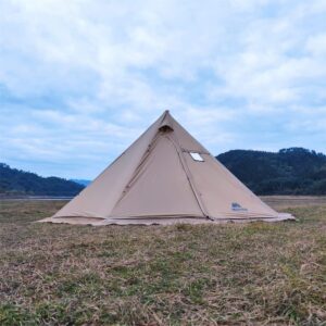 Vilemoon Tipi Hot Tent with Fire Retardant Stove Jack for Flue Pipes, 5~8 Person, Teepee Tents for Family Team Outdoor Backpacking Camping Hiking (Brown)