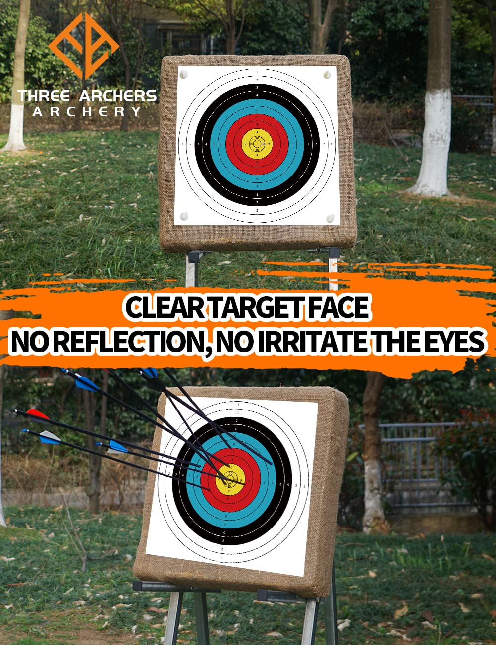 THREE ARCHERS 20pcs Targets Paper Standard Archery 23.6In 10 Ring Bow and Arrow Targets for Hunting & Shooting Archery Accessories for Target Practice