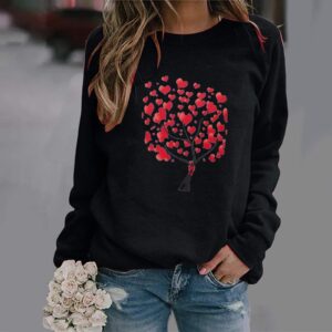 Sleeve Long Tops Casual Blouse Women Shirt Printing Pullover O-Neck,lighting deals,online shopping prime, fashion deals,warehouse deals clearance open box under 20 Black