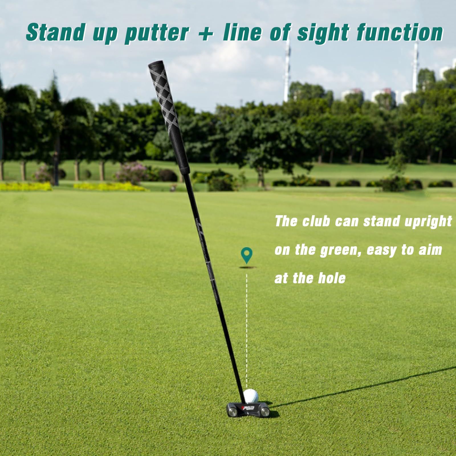 PGM Weighted Golf Standing Mallet Putter - Ultra Low Center of Gravity - Stability - Professional Right Handed Golf Putter with Sighting Line