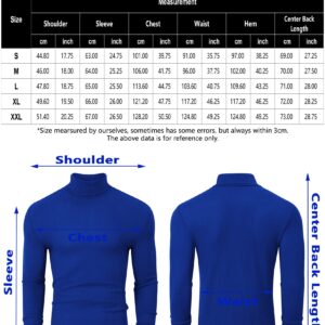 TURETRENDY Men's Stretch Muscle Tshirts Turtleneck Long Sleeve Knit Tees Casual Slim Fit Basic Shirt Tops Royal Blue 2XL