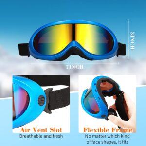 8 Pcs Ski Goggles with Glasses Cloths, UV Protection Snowboard Goggles Dustproof Anti Fog Snow Goggles for Kids Adults Men Women Boys Girls Teens Winter Sports, 8 Colors