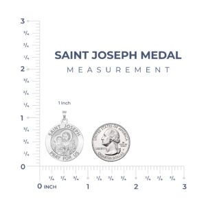 PicturesOnGold.com Saint Joseph Round Religious Medal EXCLUSIVE - Sterling Silver - 2/3 x 2/3 Inch