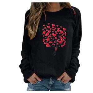 Sleeve Long Tops Casual Blouse Women Shirt Printing Pullover O-Neck,lighting deals,online shopping prime, fashion deals,warehouse deals clearance open box under 20 Black