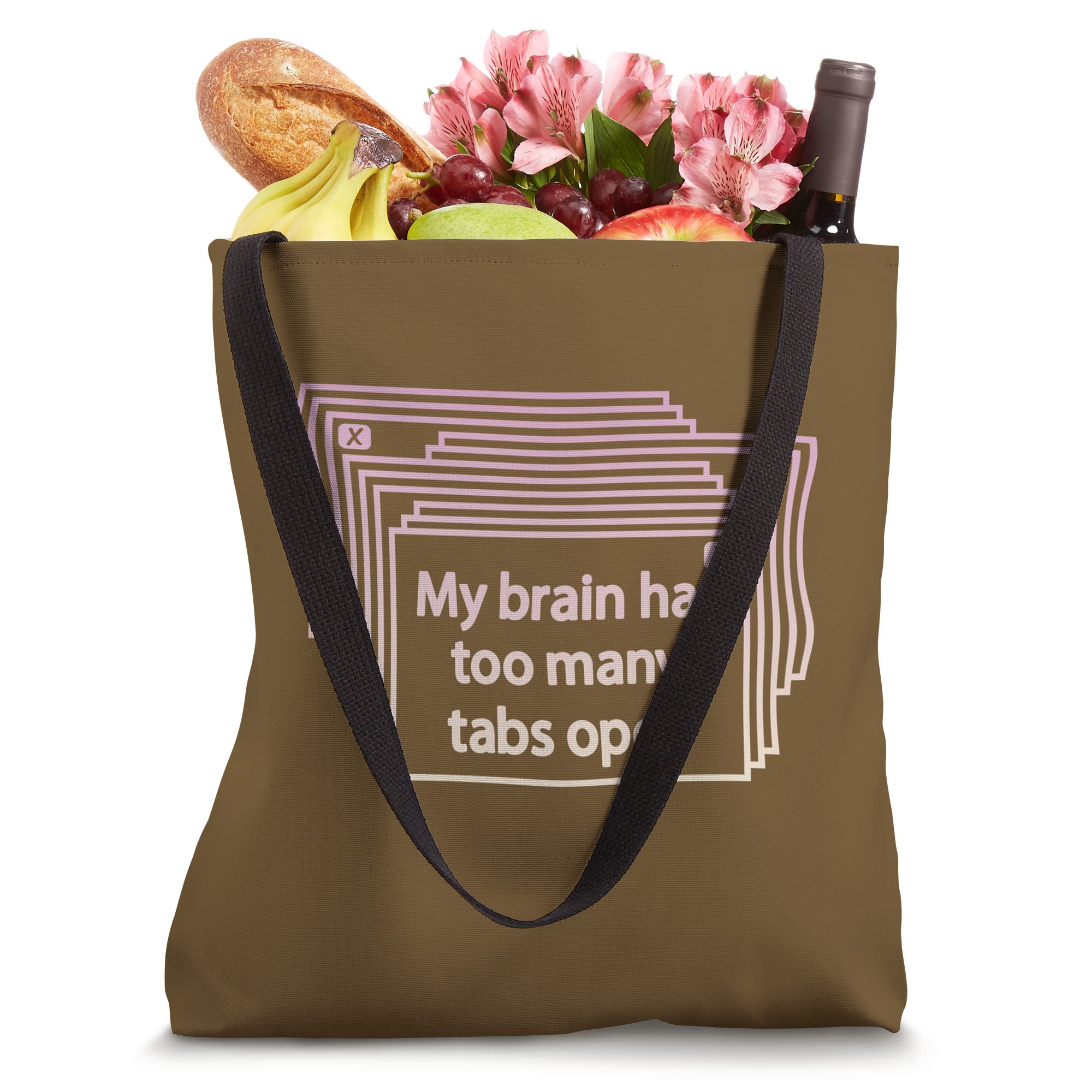 Funny Shopping Quote Brown Tote Bag