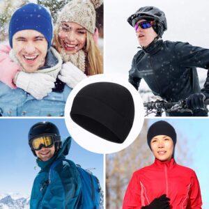 3 Pieces Winter Warm Skull Cap Soft Polar Fleece Beanie Hat Thick Windproof Watch Cap Skiing Outdoor Cap for Men Women (Royal Blue, Black, Gray, Plus Size)