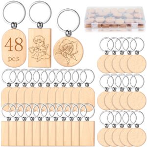 fumete wooden keychain blanks wood engraving unfinished key chain with storage container for diy gift craft supplies(24 pcs)