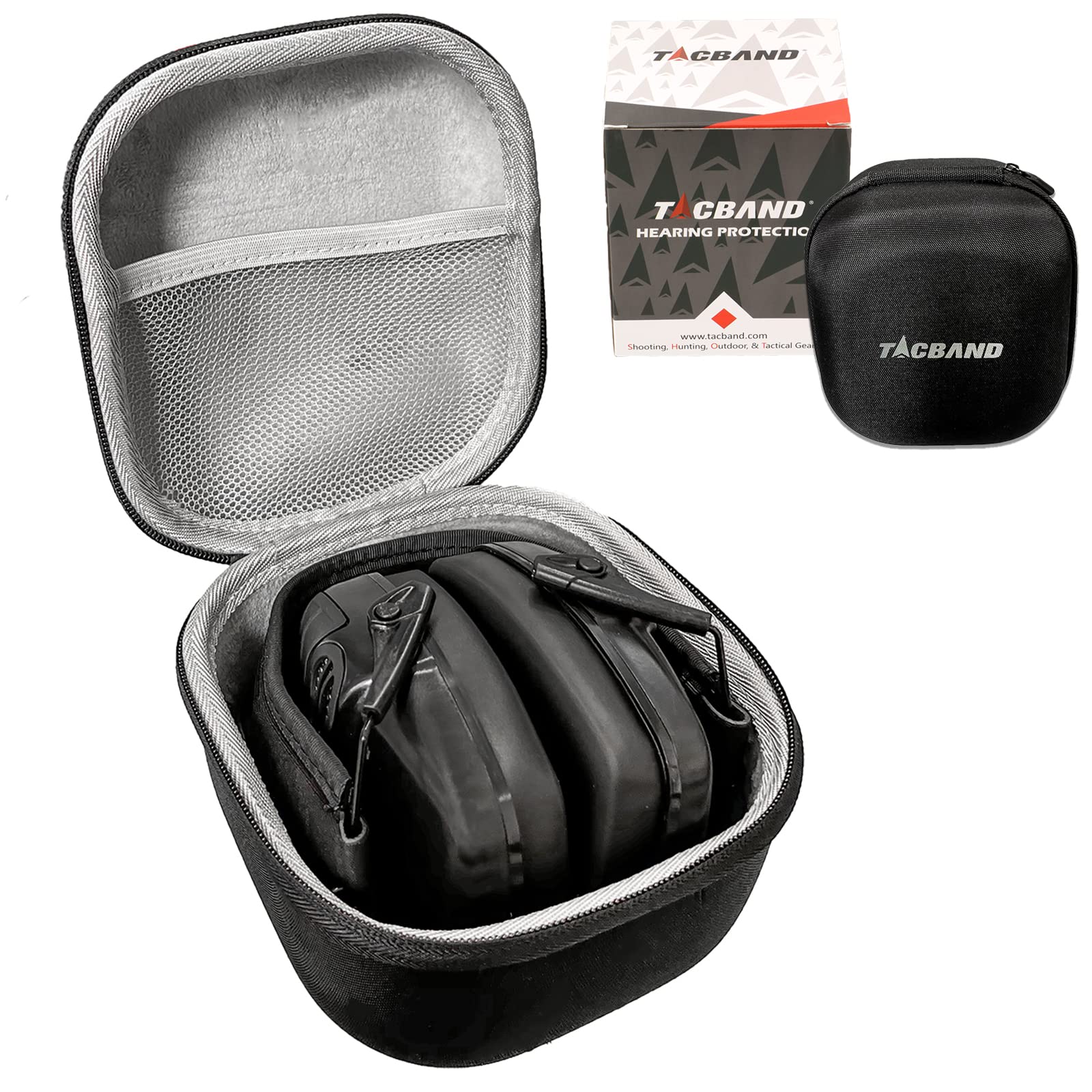 TACBAND Shooting Ear Protection with Hard EVA Case - Low-profile Compact Noise Reduction Ear Muffs NRR 24dB for Shooting & Hunting - Hearing Protection for Shooting Range