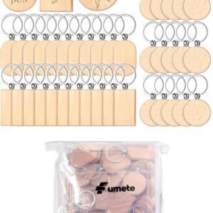 Fumete Wooden Keychain Blanks Wood Engraving Unfinished Key Chain with Storage Container for DIY Gift Craft Supplies(24 Pcs)