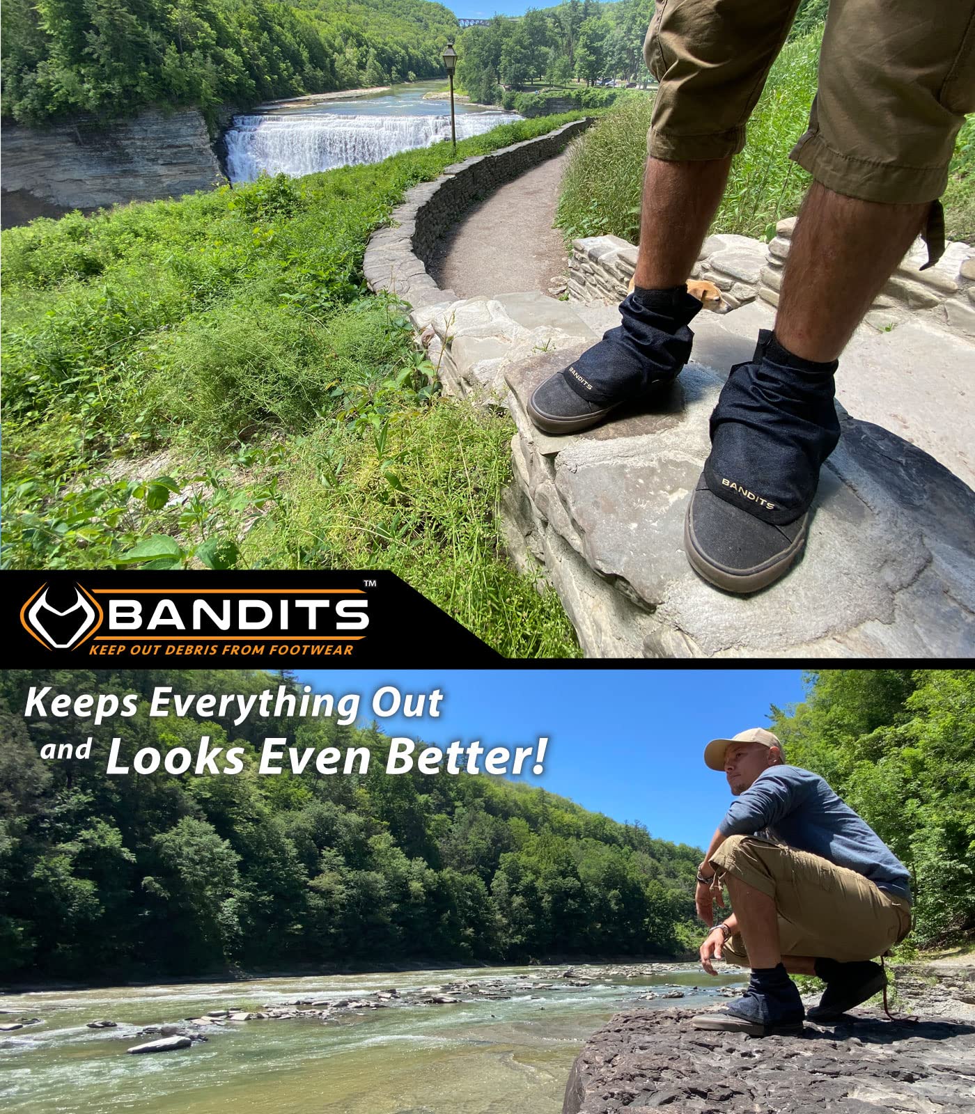 Bandits v2 - Gaiters for Hiking, Running, Landscaping, Construction and More - Fits Boots and Sneakers