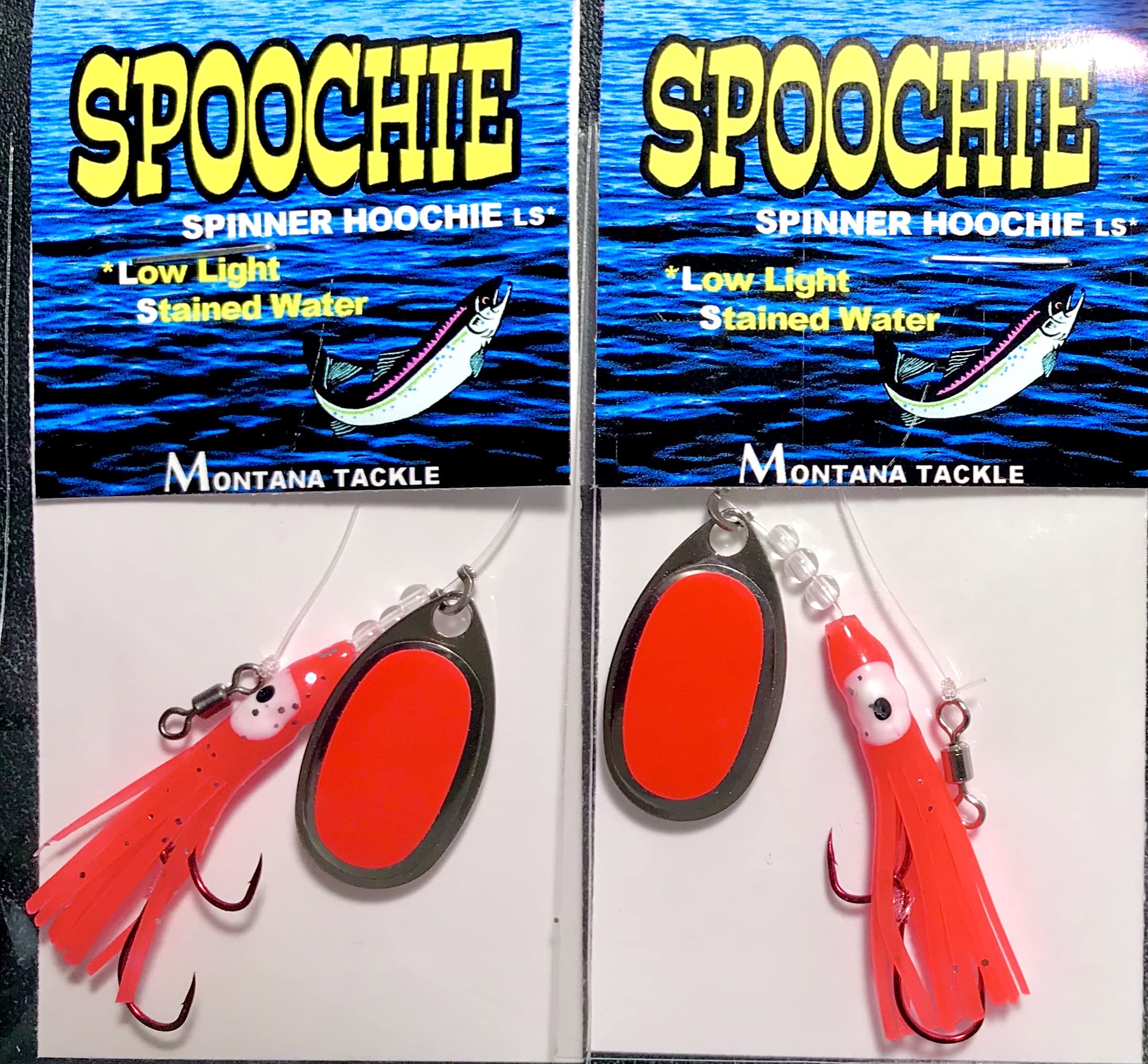 Montana Tackle Kokanee Salmon Spinner-Hoochies (2): “Red Hot Momma”