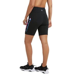 Champion Bike, Authentic, Moisture Wicking, Bikers Shorts for Women (Plus, Black Mirrored Script, X-Large