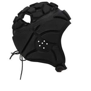 goalkeeper helmet, sports head protector heat dissipation round hole prevent injury comfortable wear for outdoor use(black s)