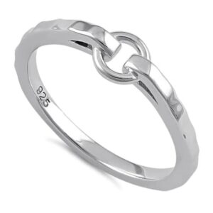 925 Sterling Silver Hammered Shared Hoop Women Stackable Ring (Sterling Silver, 7.5)