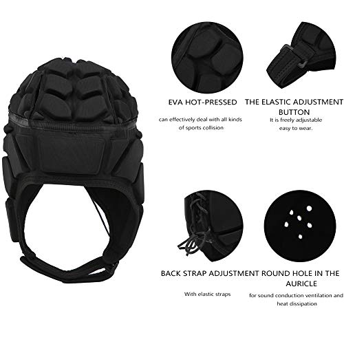 Goalkeeper Helmet, Sports Head Protector Heat Dissipation Round Hole Prevent Injury Comfortable Wear for Outdoor Use(Black s)