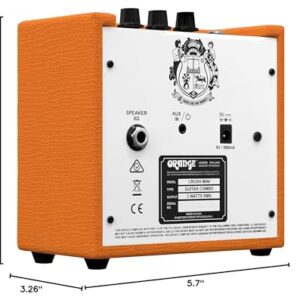 Orange Crush Amp Mini 3W Analogue Combo Battery Powered Amp Bundle with AC Power Adapter, 9V Battery & Polishing Cloth - Electric Bass Guitar Amp, Portable Practice Amp, Mini Speaker Amplifier