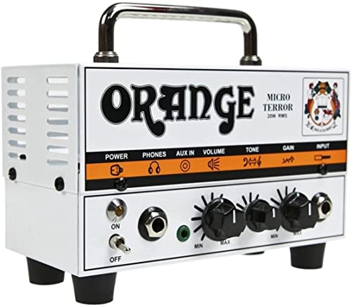 Orange MT20 Micro Terror 20-Watt Mini Hybrid Guitar Amplifier Head Bundle w/ 10' Pig Hog Woven Instrument Cable, Power Supply and Liquid Audio Polishing Cloth (4 Items)