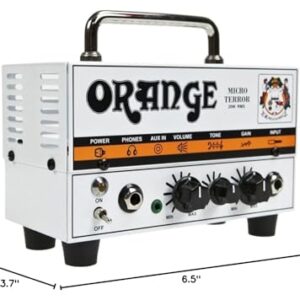 Orange MT20 Micro Terror 20-Watt Mini Hybrid Guitar Amplifier Head Bundle w/ 10' Pig Hog Woven Instrument Cable, Power Supply and Liquid Audio Polishing Cloth (4 Items)