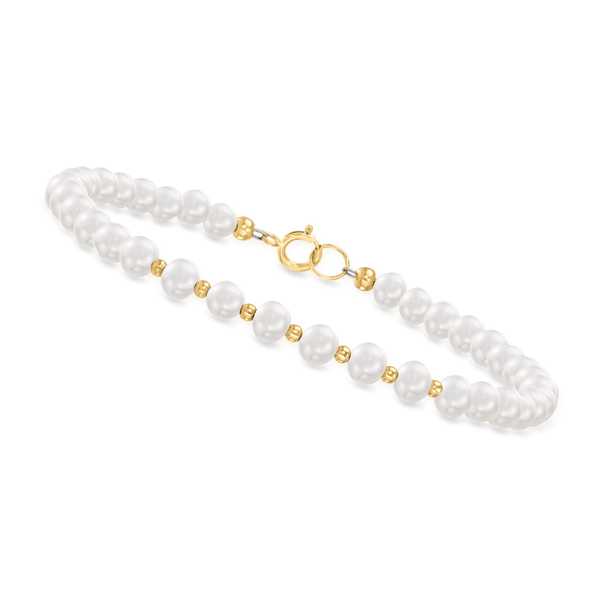 Canaria 4-5mm Cultured Pearl Bead Bracelet in 10kt Yellow Gold. 7 inches