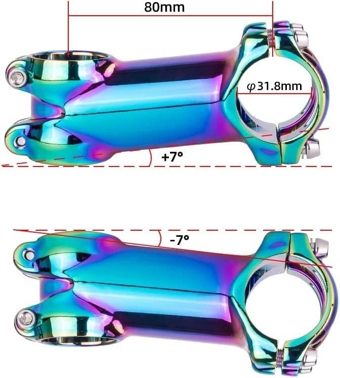 ZECHAO Mountain Road Bike Stem,Polished Colorful 7/17 Degree 60 70 80 90mm High-Strength Lightweight Fit 31.8mm Bike Handlebar XC AM Bike Stem (Color : 7 Degree, Size : 100mm)