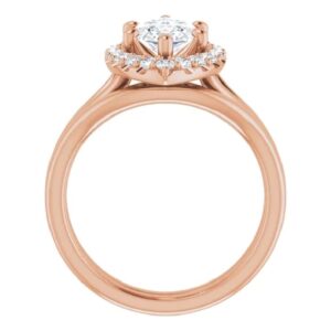 Marquise Moissanite Engagement Ring Set 2 CT Handmade 14K Solid Rose Gold Rings for Women Solitaire Colorless Diamond Anniversary Halo Bridal Wedding Ring Proposal Gifts VVS1 Colorless