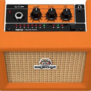 Orange Crush Amp Mini 3W Analogue Combo Battery Powered Amp Bundle with AC Power Adapter, 9V Battery & Polishing Cloth - Electric Bass Guitar Amp, Portable Practice Amp, Mini Speaker Amplifier