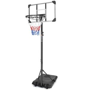 Portable Basketball Hoop & Goal, Basketball System, Basketball Equipment Height Adjustable, with Backboard and Wheels, for Adults Youth Indoor Outdoor (Black 5.6~7ft)