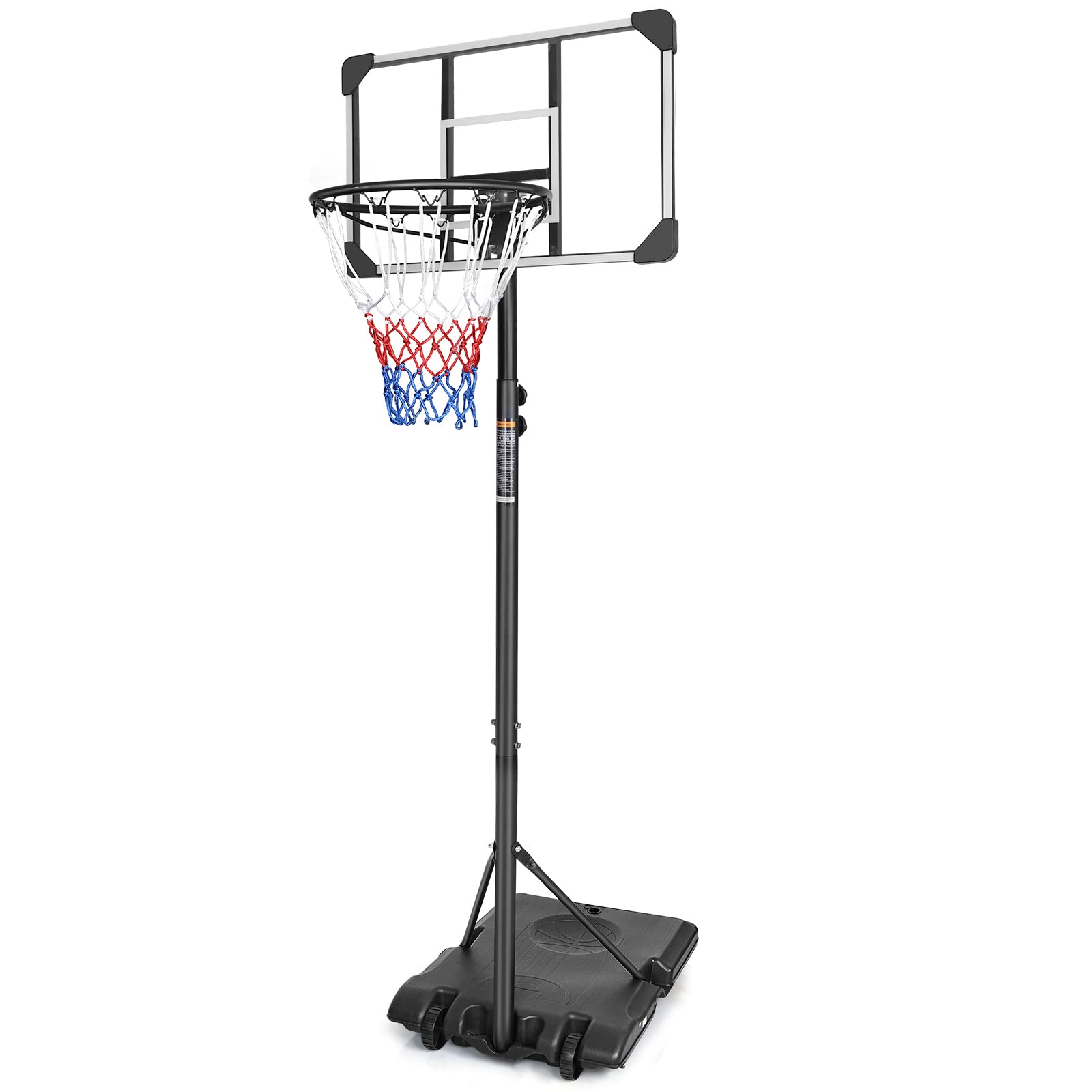 Portable Basketball Hoop & Goal, Basketball System, Basketball Equipment Height Adjustable, with Backboard and Wheels, for Adults Youth Indoor Outdoor (Black 5.6~7ft)