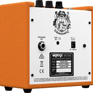 Orange Crush Amp Mini 3W Analogue Combo Battery Powered Amp Bundle with AC Power Adapter, 9V Battery & Polishing Cloth - Electric Bass Guitar Amp, Portable Practice Amp, Mini Speaker Amplifier