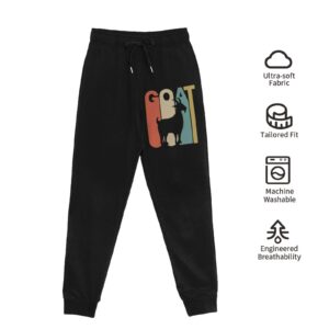 Goat Men's Casual Yoga Sweatpants Workout Athletic Elastic Waist Pants Outdoor Jogger Pants Medium Black