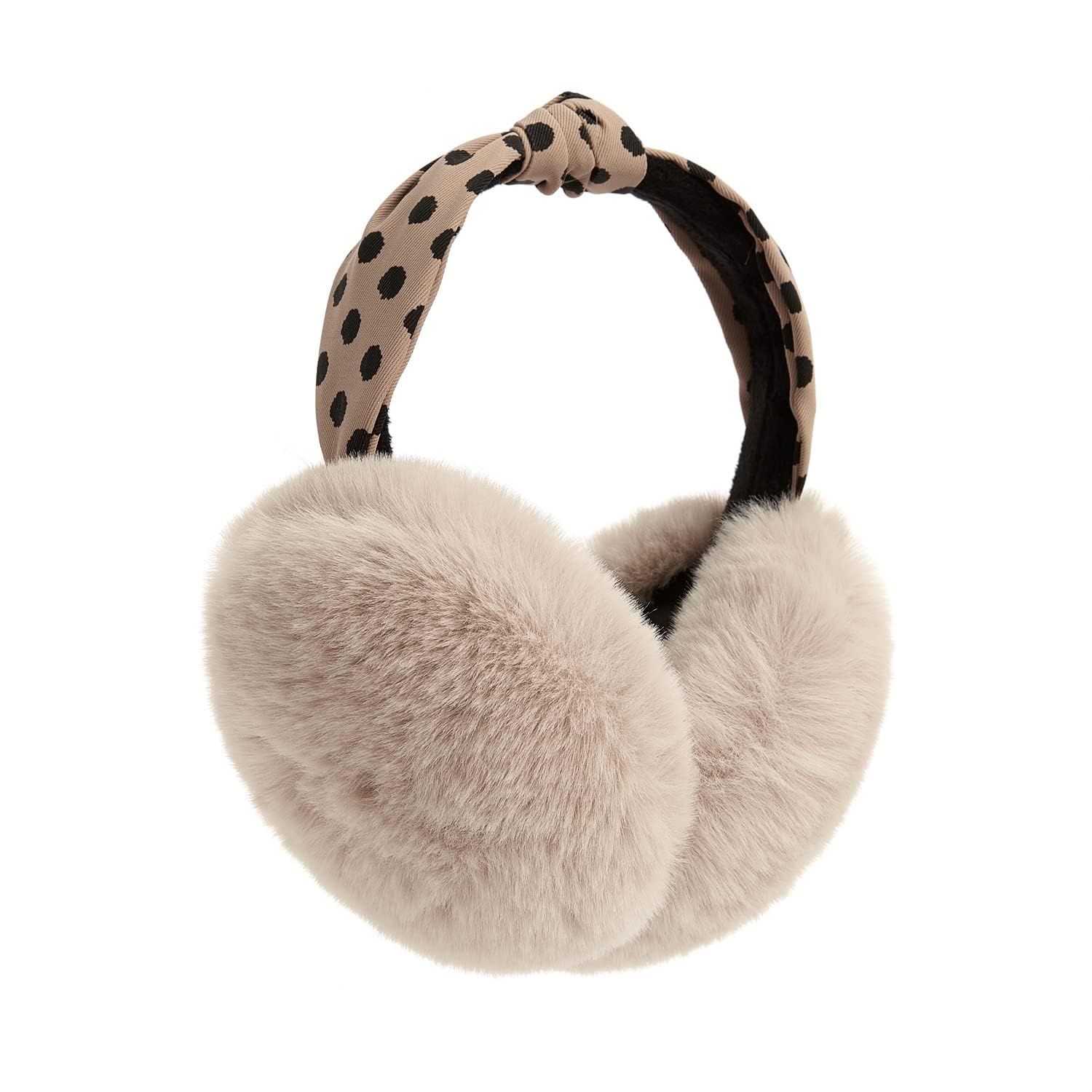 Lenwuynyo Dot Style Earmuffs Cute Faux rabbit Fur Warm Ear Warmer Furry Winter Outdoor EarMuffs Foldable Ear Warmer Unique Gifts