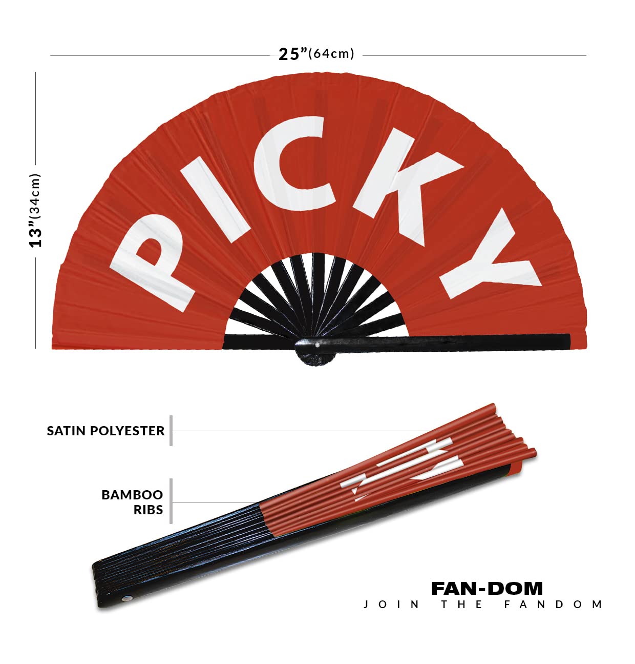 Picky Hand Fan Foldable Bamboo Circuit Hand Fan Funny Gag Slang Words Expressions Statement Gifts Festival Accessories Rave Handheld Circuit Event Fan Clack Fans (Red)