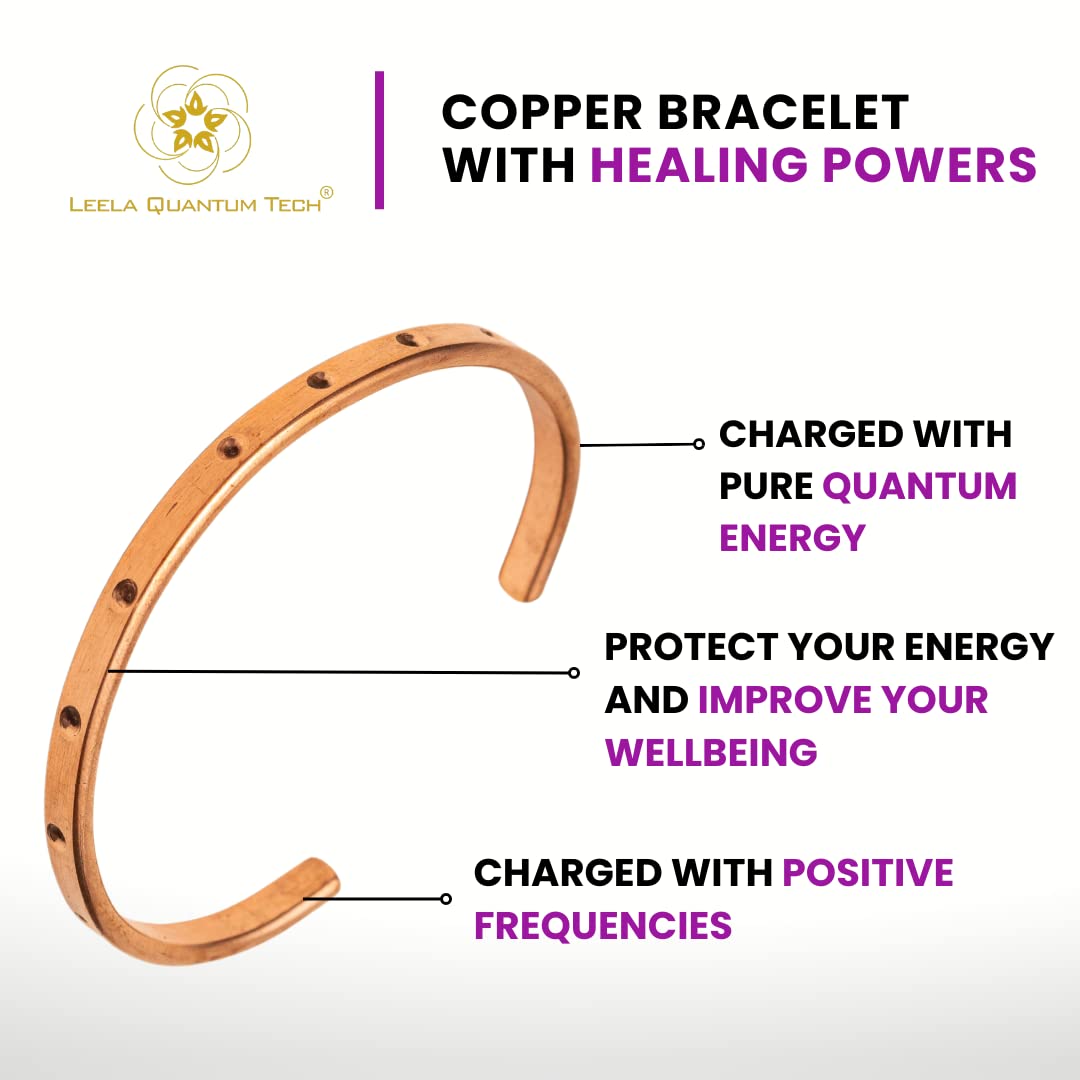 LEELA QUANTUM TECH Light Bracelet, hand crafted copper bracelet, allergen free, trendy design available in 2 variations, one size