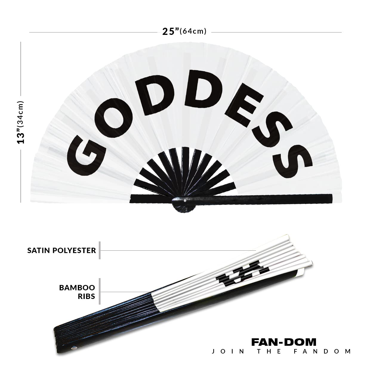 Goddess hand fan foldable bamboo circuit hand fan funny gag slang words expressions statement gifts Festival accessories Rave handheld Circuit event fan Clack fans (White)