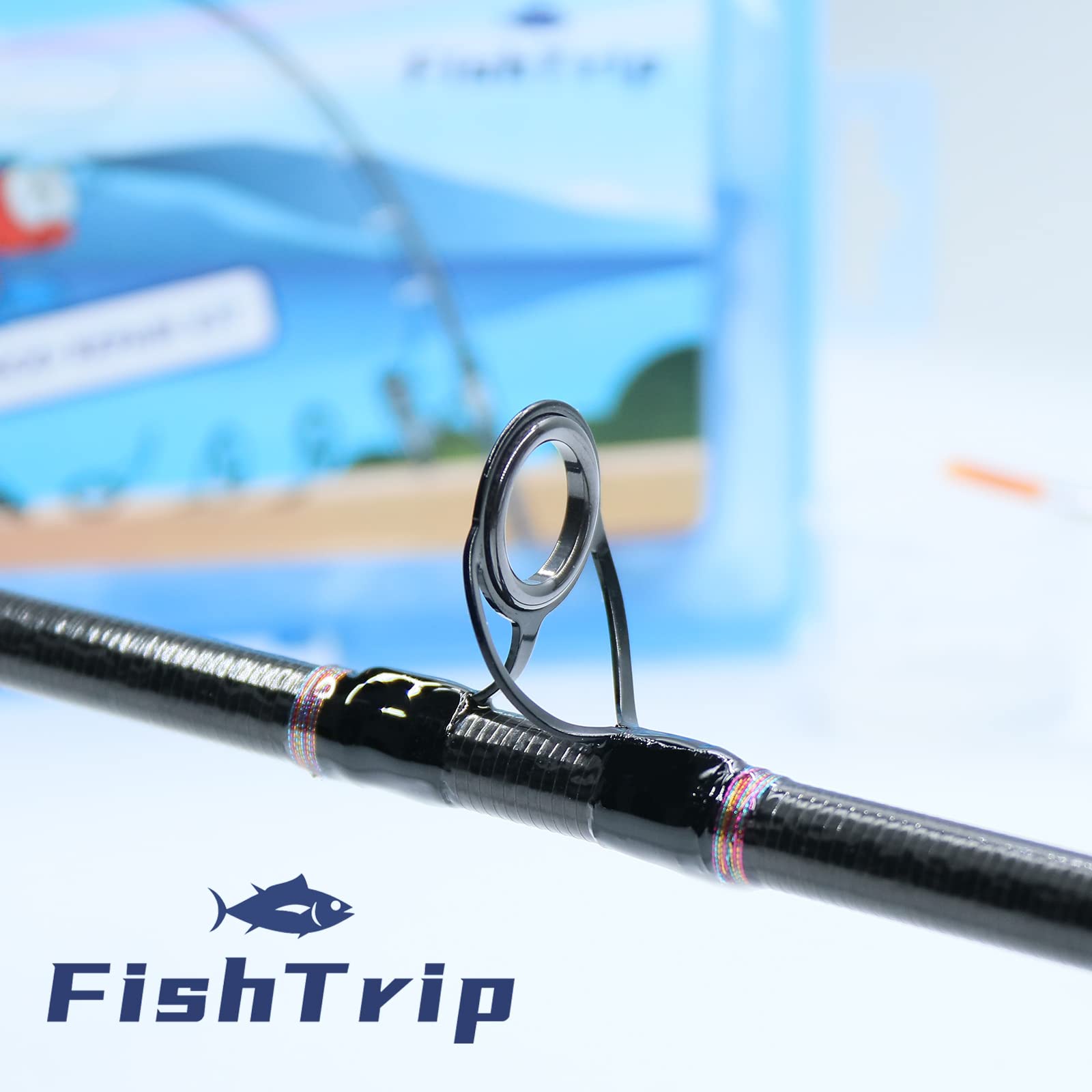 FishTrip Fishing Rod Guides Tips Repair Kit,8 Size Pole Guides and 9 Size Tips Replacement Kit with Epoxy Adhesive,Glue,Wrapping Thread and Tape for Freshwater Saltwater