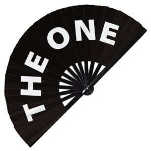 the one hand fan foldable bamboo circuit hand fan funny gag slang words expressions statement gifts festival accessories rave handheld circuit event fan clack fans (black)