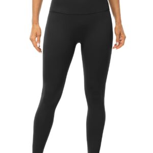 icyzone No Front Seam Workout Leggings for Women, High Waisted Compression Gym Running Yoga Pants Tummy Control (Black, L)