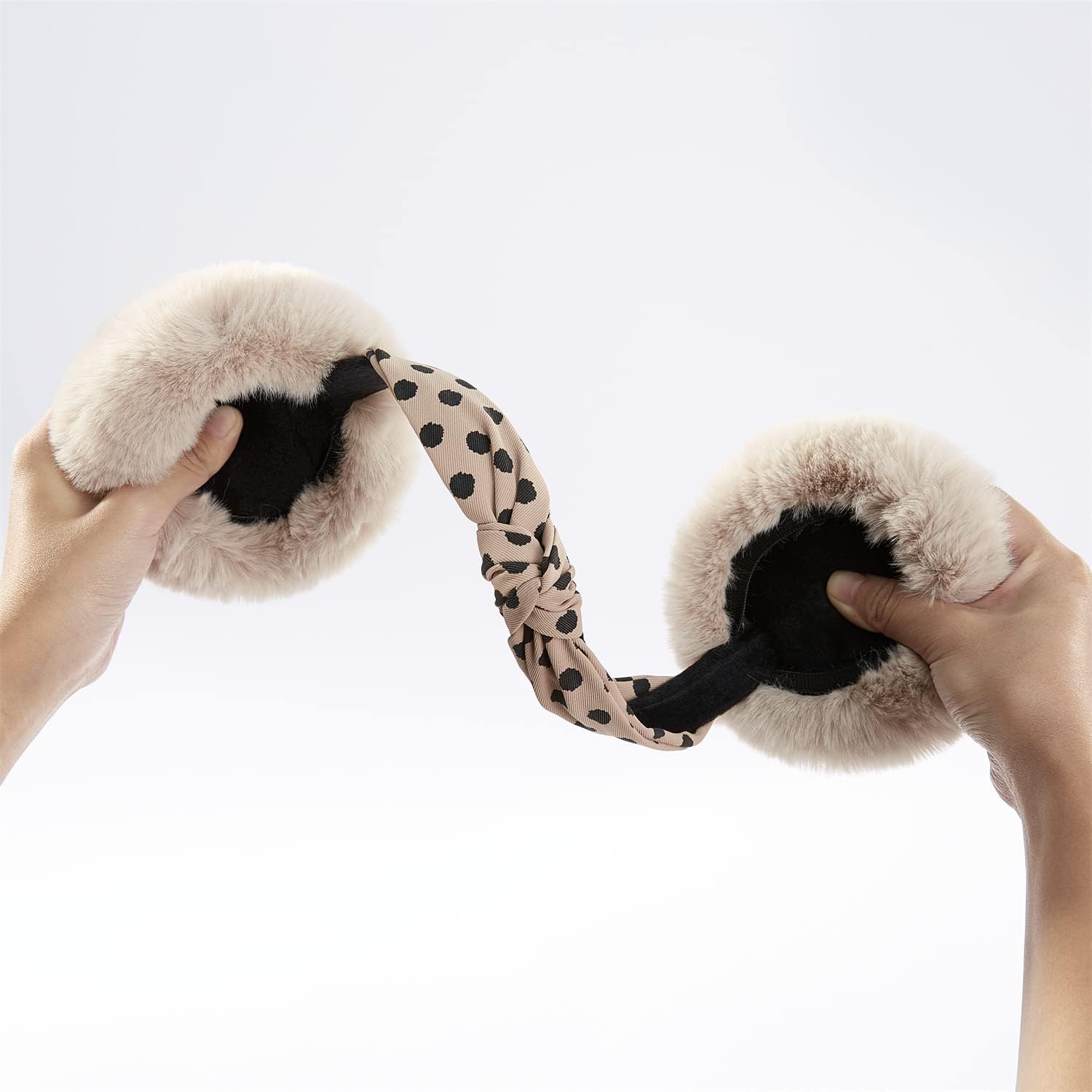 Lenwuynyo Dot Style Earmuffs Cute Faux rabbit Fur Warm Ear Warmer Furry Winter Outdoor EarMuffs Foldable Ear Warmer Unique Gifts