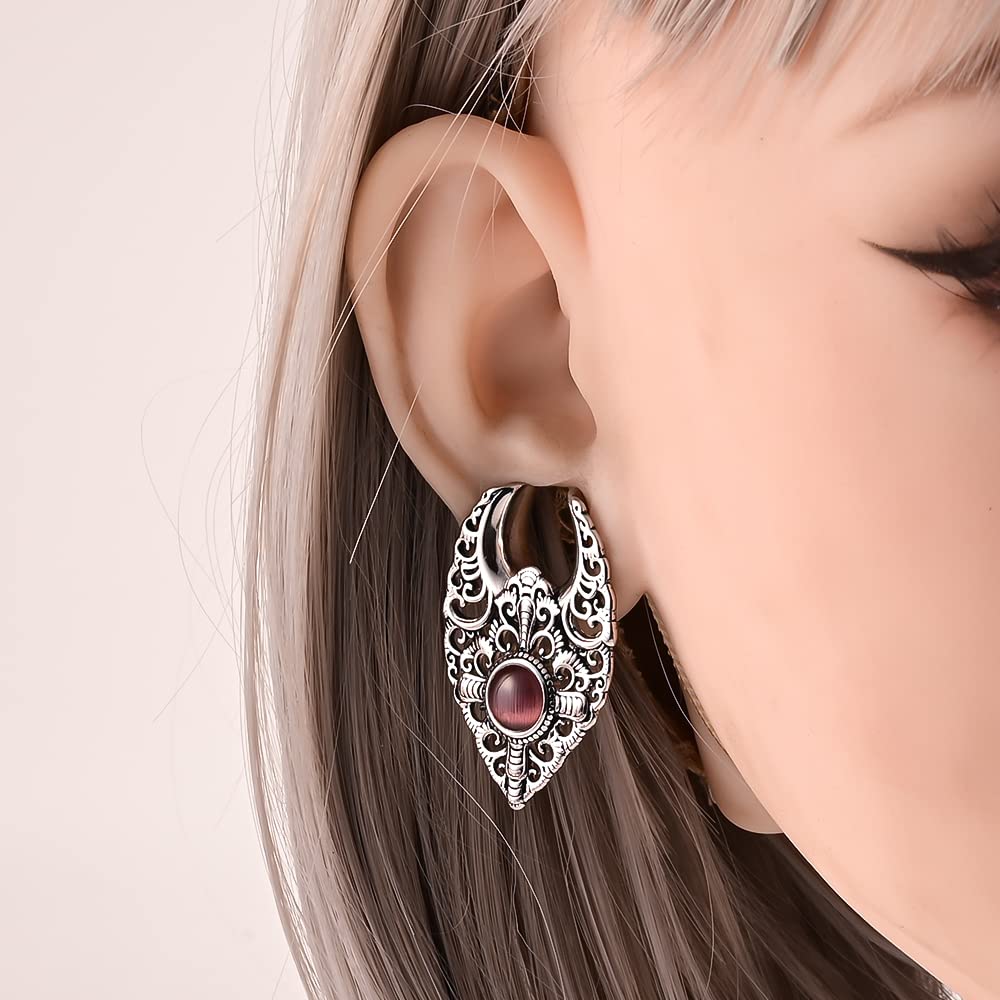 Maxbott 2PCS Cool Snow Flower Saddle Plugs Hangers for Stretched Ear Tunnels Piercing Body Jewelry (19mm(3/4"), Fashion Silver)