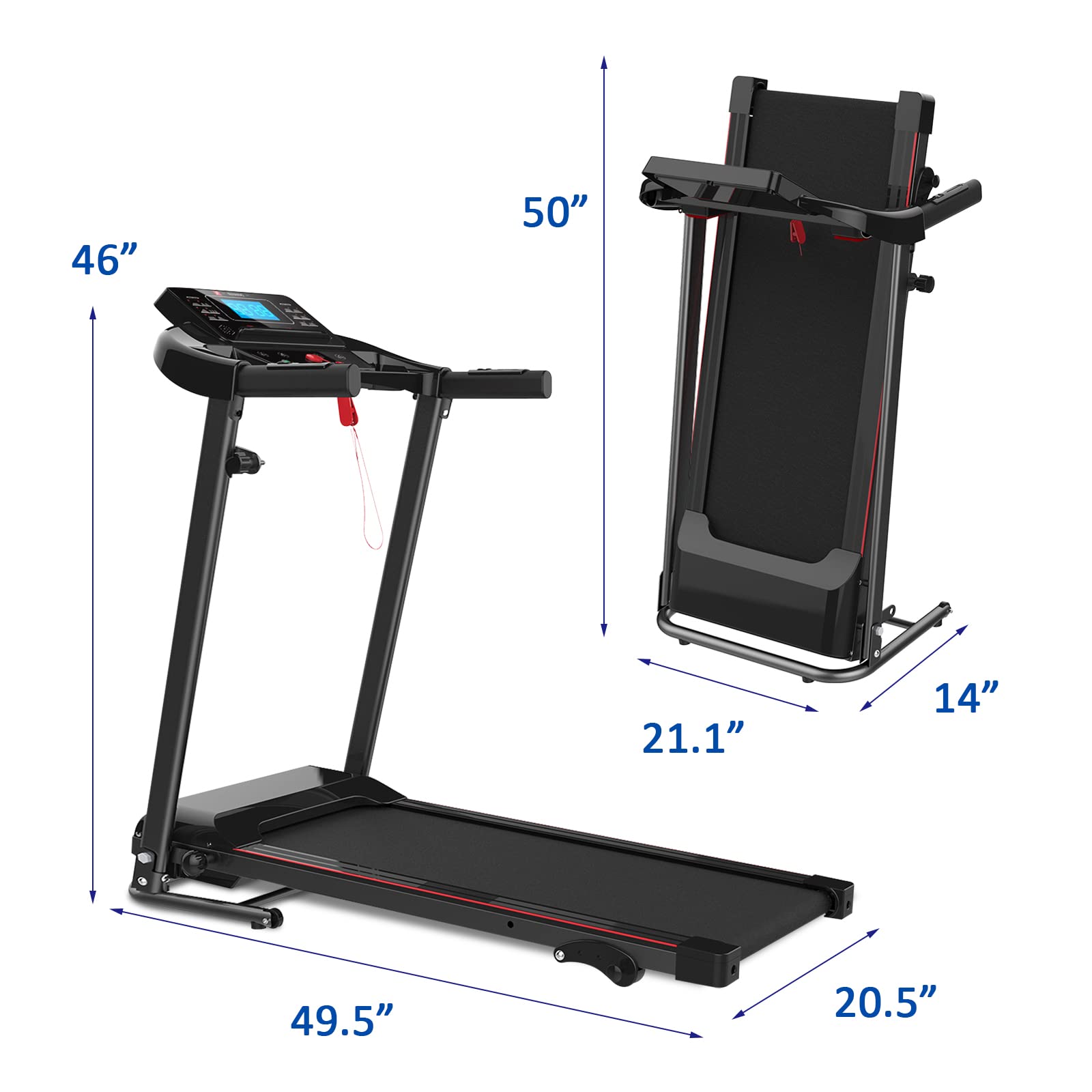 SoarFlash Folding Treadmill for Home Office Gym, Motorized Running Walking Machine with LCD Monitor, Cup Holder, 12 Preset Programs