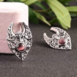 Maxbott 2PCS Cool Snow Flower Saddle Plugs Hangers for Stretched Ear Tunnels Piercing Body Jewelry (19mm(3/4"), Fashion Silver)