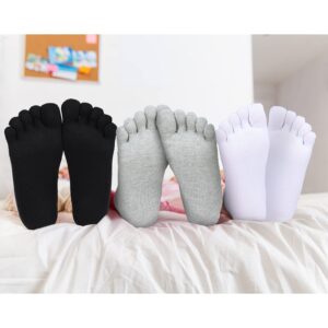 Bencailor 4 Pair Women Five Toe Socks Cotton Toe Socks Athletic Running Long Split Toe Women's Cotton Crew Ankle Socks(Black, White, Grey, Khaki)