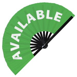 Available hand fan foldable bamboo circuit hand fan funny gag slang words expressions statement gifts Festival accessories Rave handheld Circuit event fan Clack fans (Green)