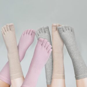 Bencailor 4 Pair Women Five Toe Socks Cotton Toe Socks Athletic Running Long Split Toe Women's Cotton Crew Ankle Socks(Black, Beige, Pink, Grey)