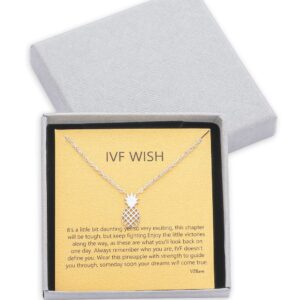 VZBarn IVF Infertility Mom Pineapple Strength Necklace Jewelry Support Gift for Women Silver