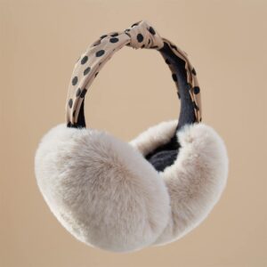 Lenwuynyo Dot Style Earmuffs Cute Faux rabbit Fur Warm Ear Warmer Furry Winter Outdoor EarMuffs Foldable Ear Warmer Unique Gifts