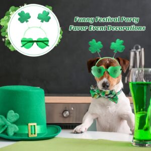 Jutom 24 Pcs St. Patrick's Day Shamrock Headbands Glasses Set, Green St Patricks Day Costume Accessories 12 Pcs Boppers Headwear and 12 Pairs Transparent Rimless Love Eyewear for Irish Party Supplies